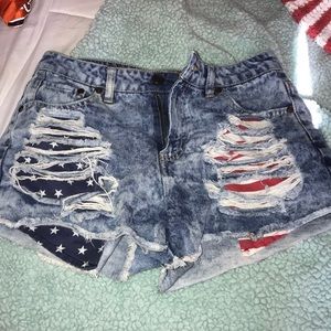 America flag high waisted shorts